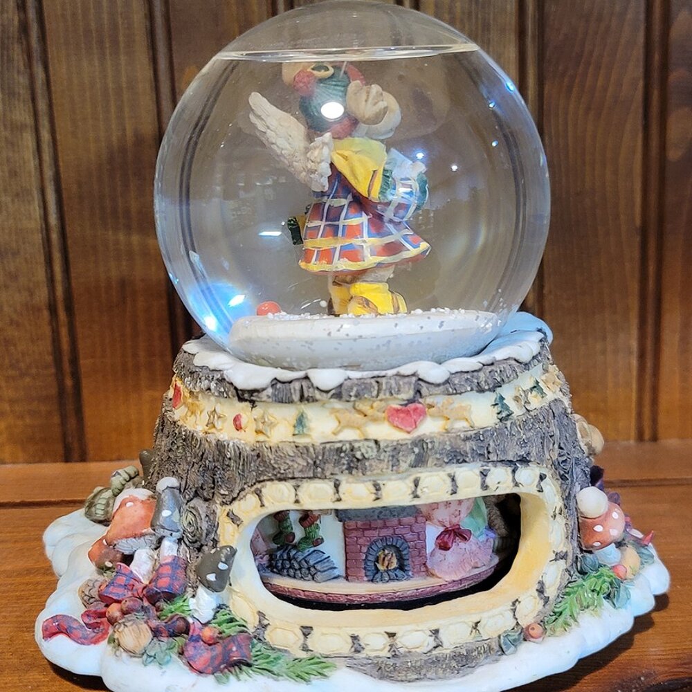 Angel Moose Maple Tree Christmas Holiday Musical Animated Snow Globe - Picture 3 of 4